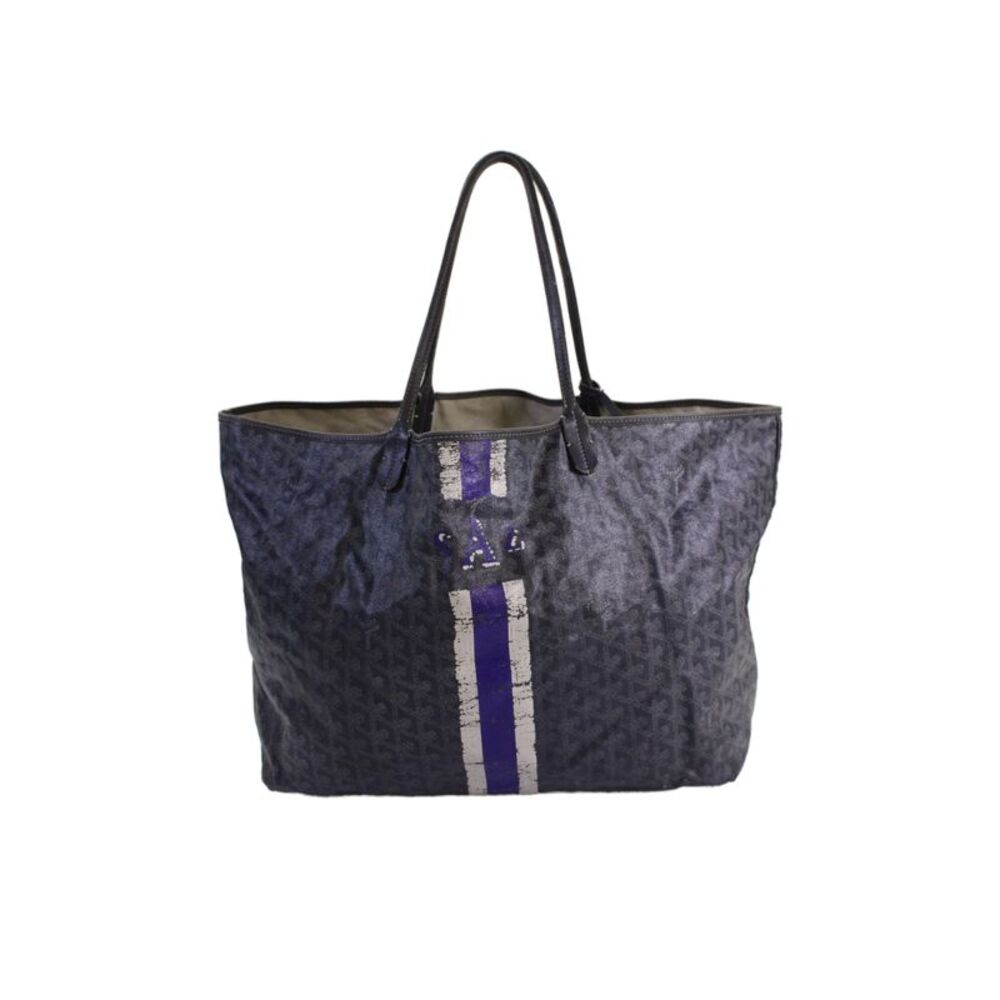 Goyard Womens Leather Open Front Tote Shoulder Handbag Grey Purple